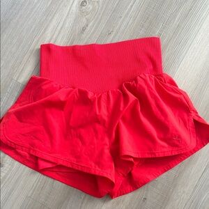 Women's Red High-Waisted Shorts